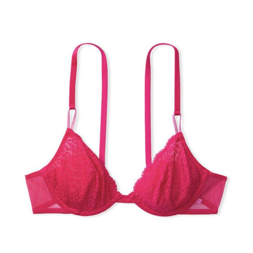 Victoria's Secret Unlined Demi Sz 38DD Pink Leopard‎ Lace
